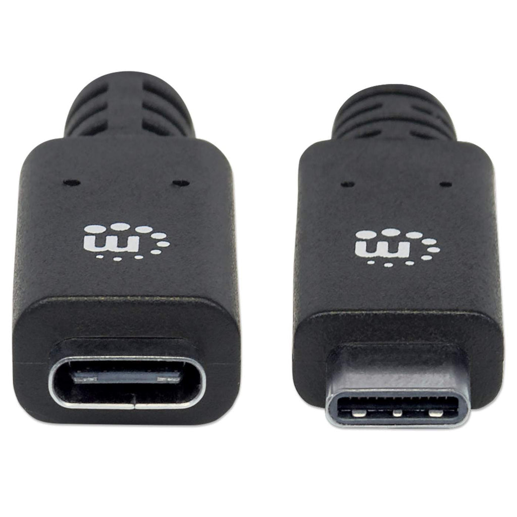 Manhattan USB-C to USB-C Extension Cable, 50cm, Male to Female, 10 Gbps (USB 3.2 Gen2 aka USB 3.1), 5A (super fast charging), SuperSpeed+ USB, Black, Lifetime Warranty