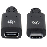 Manhattan USB-C to USB-C Extension Cable, 50cm, Male to Female, 10 Gbps (USB 3.2 Gen2 aka USB 3.1), 5A (super fast charging), SuperSpeed+ USB, Black, Lifetime Warranty