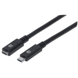 Manhattan USB-C to USB-C Extension Cable, 50cm, Male to Female, 10 Gbps (USB 3.2 Gen2 aka USB 3.1), 5A (super fast charging), SuperSpeed+ USB, Black, Lifetime Warranty