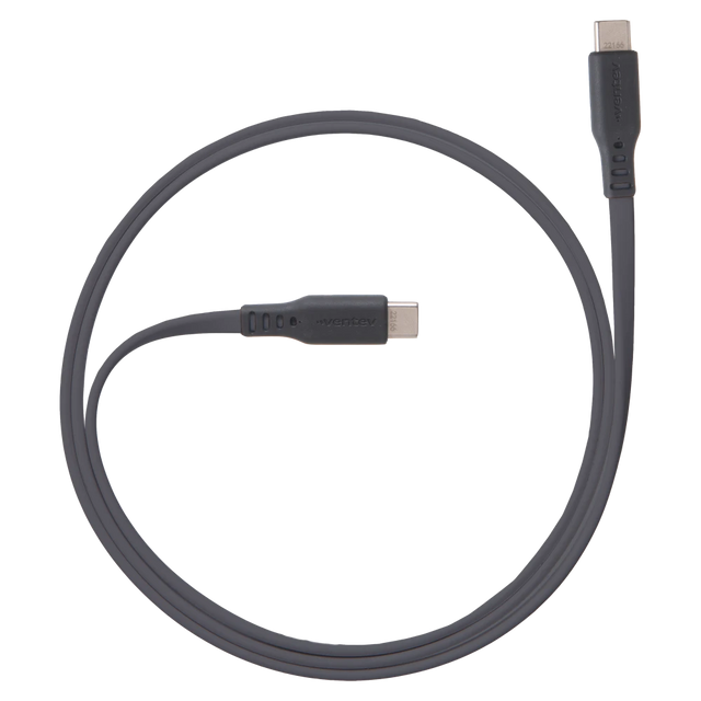Ventev Charge & Sync USB-C to USB-C Cable 6ft Flat High Speed 2X Copper Fast Charge Reinforced Connector - Box - Gray