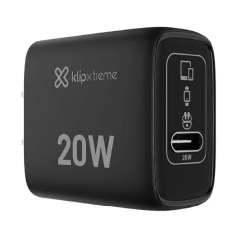 Klipxtreme Wall Charger 1 Port USB-C 20W GaN PD 3.0 Fast Charge - Black