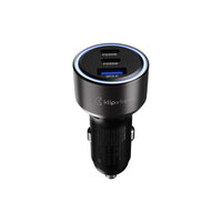 Klipxtreme Car Charger 3 Port 60W 2x USB-C PD (30W Each) 1x USB-A 3.0 18W LED Ring Light Indicator - Black