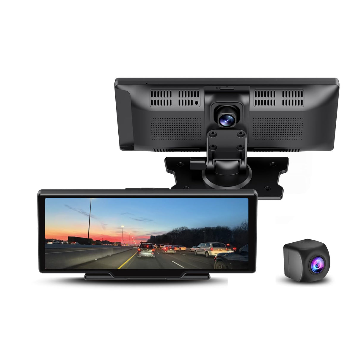 GekoGear Dual Dashcam - Orbit C120  10.26 Portable Infotainment Display & Back Up Camera for Apple CarPlay Android Auto
