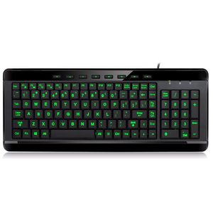 Adesso Keyboard Wired Compact 3-Color Illuminated Backlight 2x Large Print Keys Multimedia PC - Black