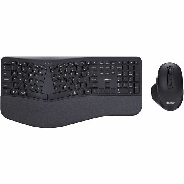 Adesso Keyboard & Mouse Combo Wireless Ergonomic Scissor Switch with CoPilot AI Hotkey Adjustable DPI Mouse PC/Mac - Black