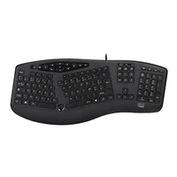 Adesso Keyboard Wired Tru-Form 160 Ergonomic Multimedia Large Print Integrated Palm Rest Scroll Wheel - Black