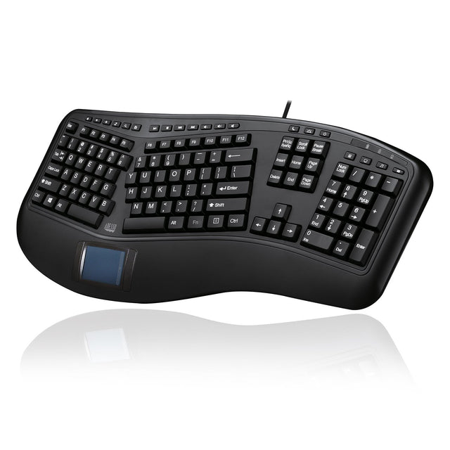 Adesso Keyboard Wired Tru-Form Ergonomic Integrated Palm Rest with Touchpad - Black