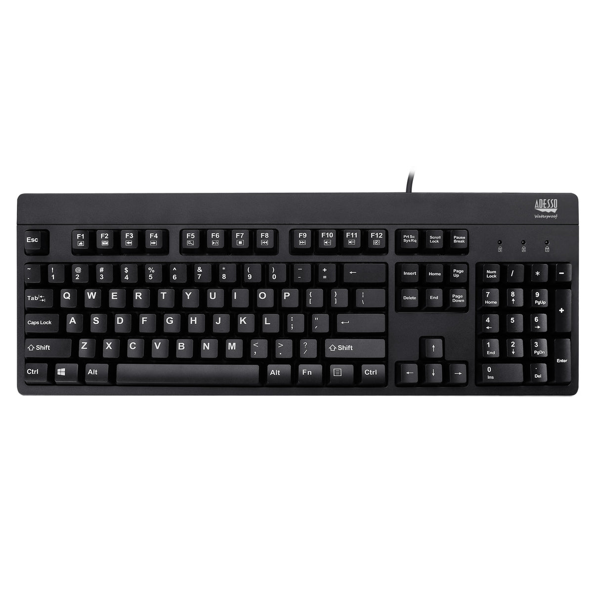 Adesso Keyboard Wired EasyTouch Antimicrobial Waterproof - Black