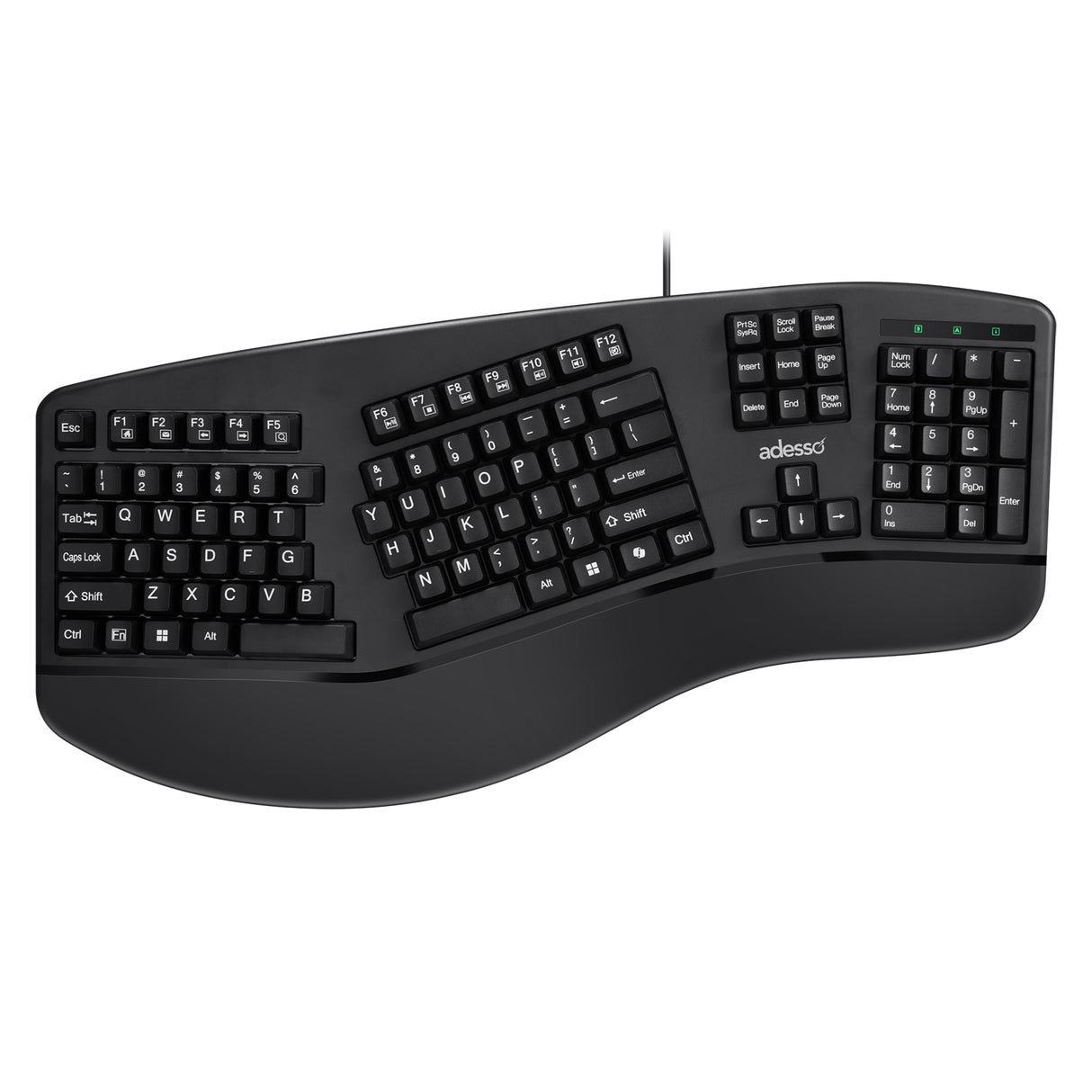 Adesso Multi OS 2X Large Print Illuminated Ergonomic Mechanical Keyboard (USB/Brown switch)