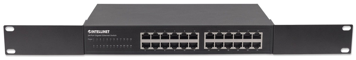 Intellinet 24-Port Gigabit Ethernet Switch, 24 x 10/100/1000 Mbit/s RJ45-Ports, IEEE 802.3az (Energy Efficient Ethernet), Desktop, 19" Rackmount, Metal