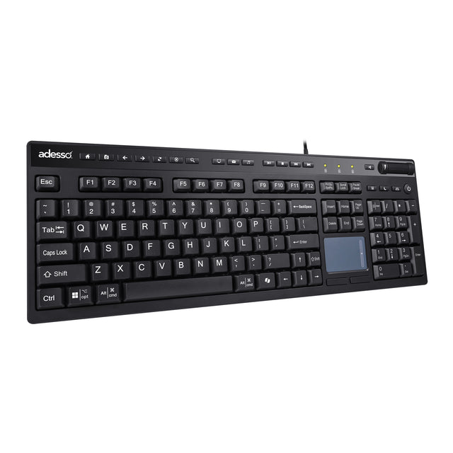 Adesso Keyboard Wired EasyTouch CoPilot AI Hotkey Multi OS USB with Touchpad - Black