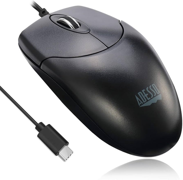 Adesso Mouse Wired Full-Size 1200 DPI Optical Sensor 3 Buttons Design with Scroll Wheel - TAA Compliant