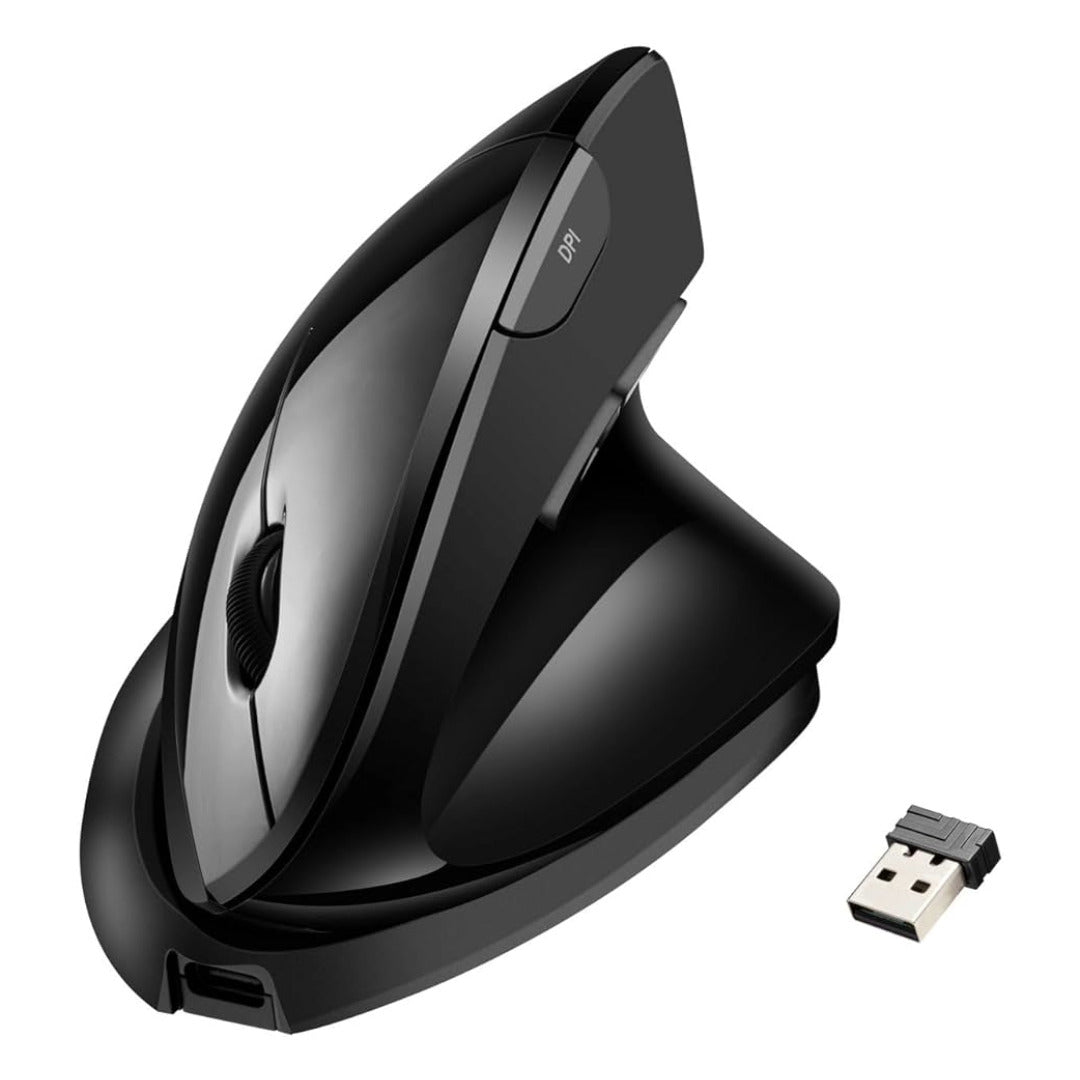 Adesso Mouse Wireless Vertical Ergonomic Optical 2400 dpi PC/Mac/Android/Chrome – Black