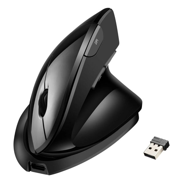 Adesso Mouse Wireless Vertical Ergonomic Optical 2400 dpi PC/Mac/Android/Chrome – Black