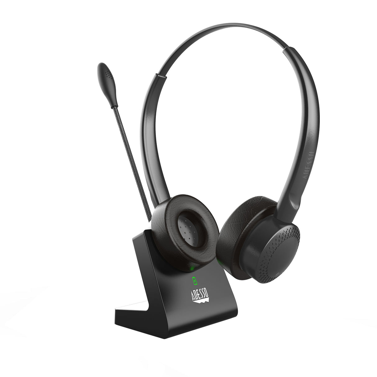 Adesso Headset Wireless Stereo Bluetooth or 3.5 mm audio connection with Microphone Charging Dock 14-Hour Battery Life Mute Control Multi-Platform Compatible