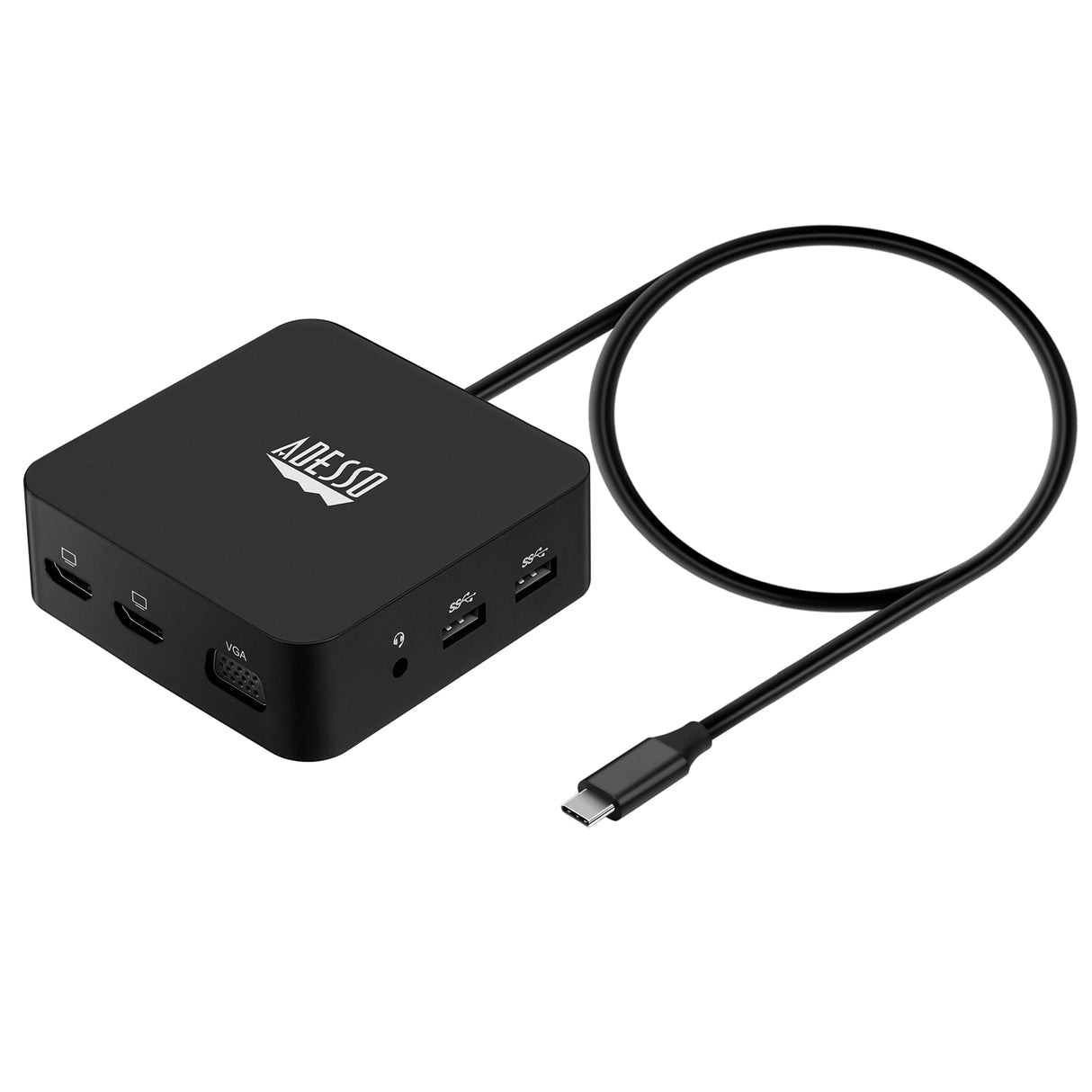 Adesso Docking Station 10-in-1 USB-C Multiport Supports Dual HDMI VGA Port USB 3.0 PDRJ45 TF SD Cards includes 65W Power Adaptor (TAA Compliant)