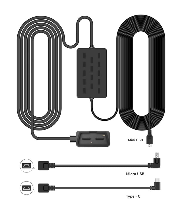 GekoGear Dashcam Smart OBD2 Kit with Mini USB Micro USB USB-C Connections