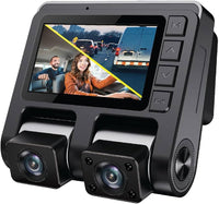 GekoGear Dashcam - Orbit D110 Dual Front (1080p) & In Cabin View (1080p) 150 Degree Wide Angle G-Sensor 32GB MicroSD Included (support up to 128GB) - Black