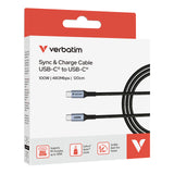 Verbatim Sync & Charge Cable - 100W USB-C to USB-C 120 cm