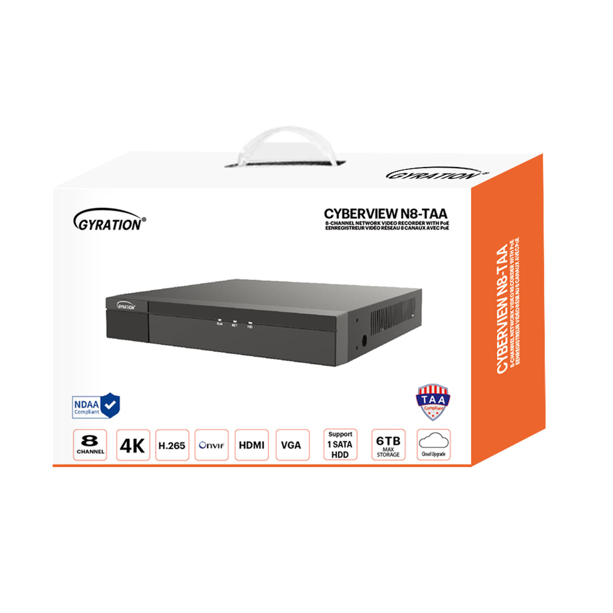 Gyration Network Video Recorder (NVR) CYBERVIEW N8-TAA with PoE 8-Channel Input  - TAA Compliant