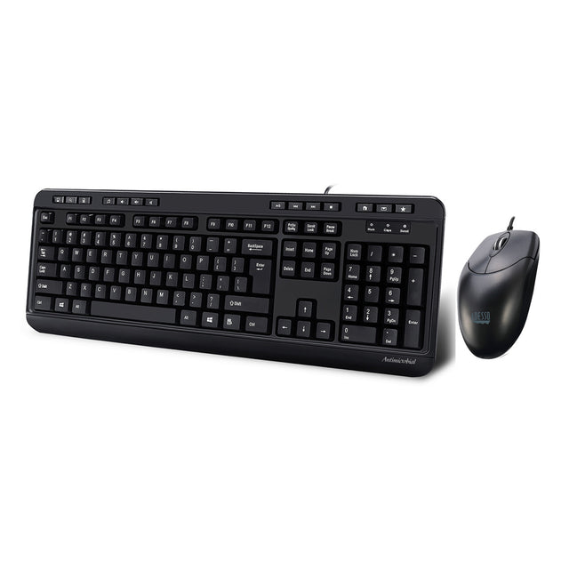 Adesso Keyboard & Mouse Combo Wired Antimicrobial Multimedia 1200dpi PC/MAC - Black