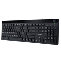 Adesso Keyboard & Mouse Combo Wired Quiet Switch Low Profile with Fingerprint Reader - Black