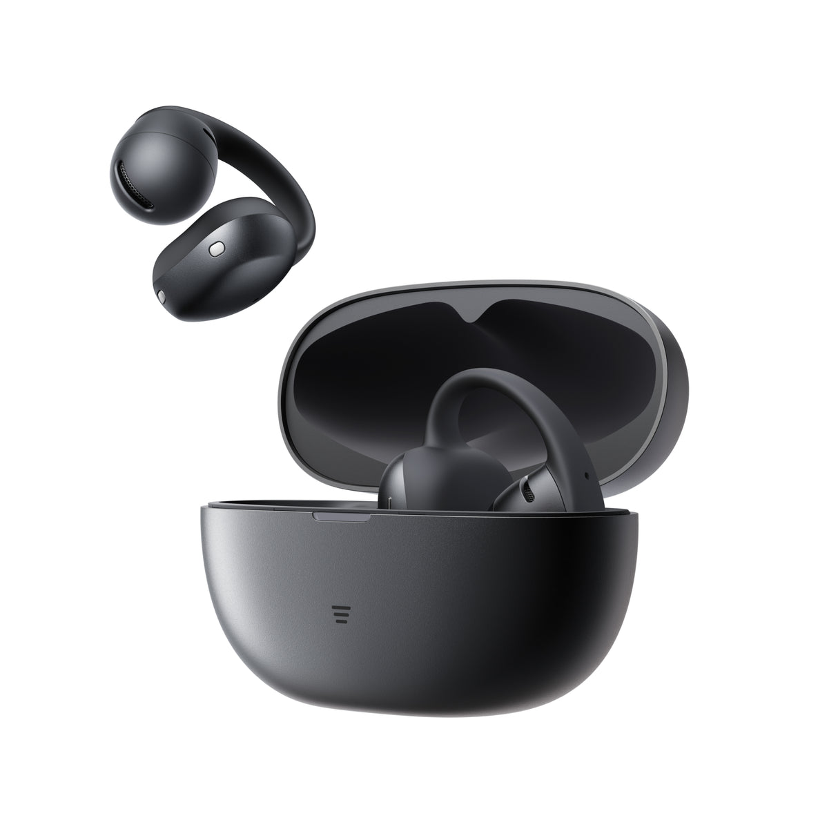 Shokz OpenDots Air BLACK True Wireless Earbuds Clip On Nickel Titanium Ultra Lightweight Compact Comfortable Fit Balanced Sound Force Sensor Controls -  IP55 Water Resistant - 36hr Playtime