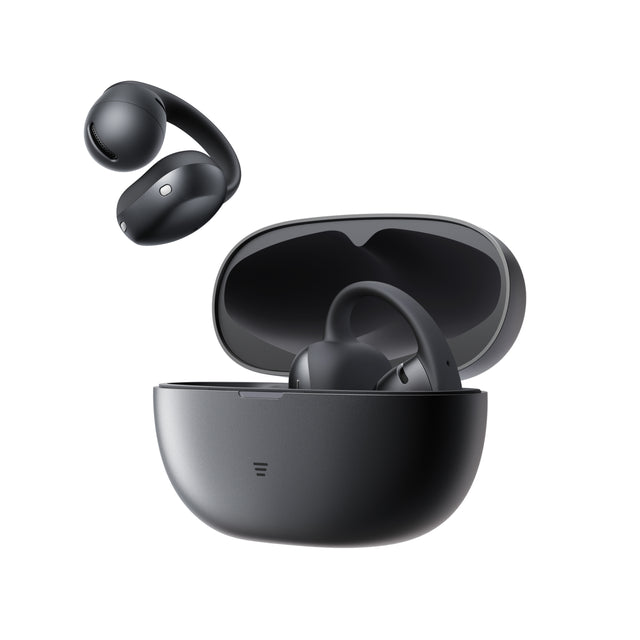 Shokz OpenDots Air BLACK True Wireless Earbuds Clip On Nickel Titanium Ultra Lightweight Compact Comfortable Fit Balanced Sound Force Sensor Controls -  IP55 Water Resistant - 36hr Playtime