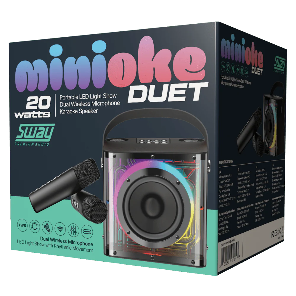 SWAY Speaker Minioke Duet Karaoke with 2 microphones 20 watt and LED