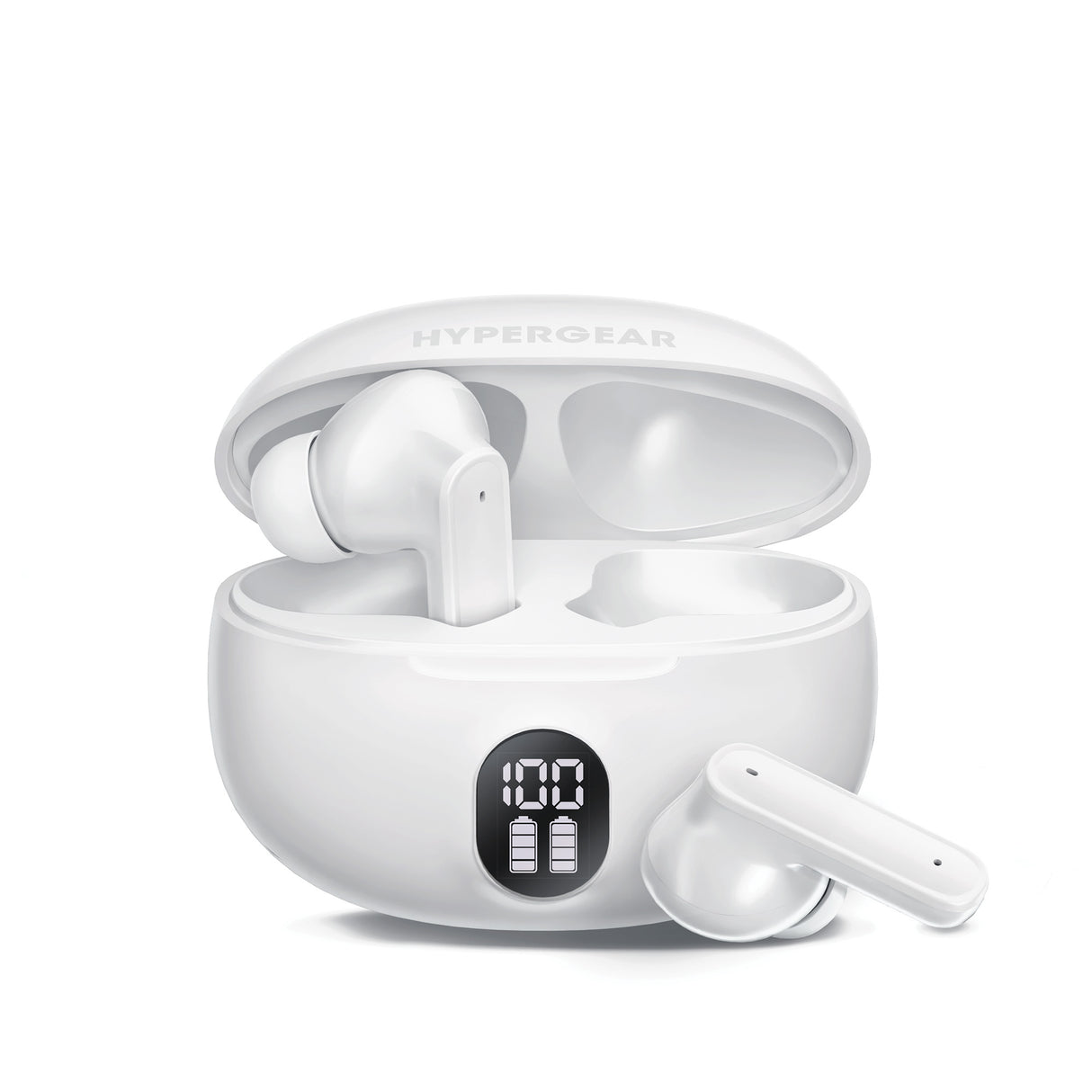 HyperGear Earbuds Bluetooth HyperBudz Basics Active Noise Cancellation 24hr Play Time - White
