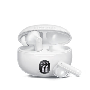 HyperGear Earbuds Bluetooth HyperBudz Basics Active Noise Cancellation 24hr Play Time - White