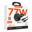 HyperGear Car Charger 4 Port 77W 2x USB-A (12W) 2x USB-C (30W) PD PPS SpeedBoost Quick Charge with 4ft USB-C to USB-C Cable - Black