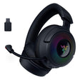 Razer Gaming Headset Wireless Kraken V4 with Retractable HyperClear Super Wideband Mic TriForce Titanium 40MM Drivers THX Spatial Audio Bluetooth/2.4GHz/USB Chroma RGB - Black