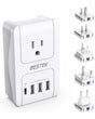 BESTEK World Travel Adaptor 300W with 1 x AC Outlet 3 x USB Ports & USB-C Port - White
