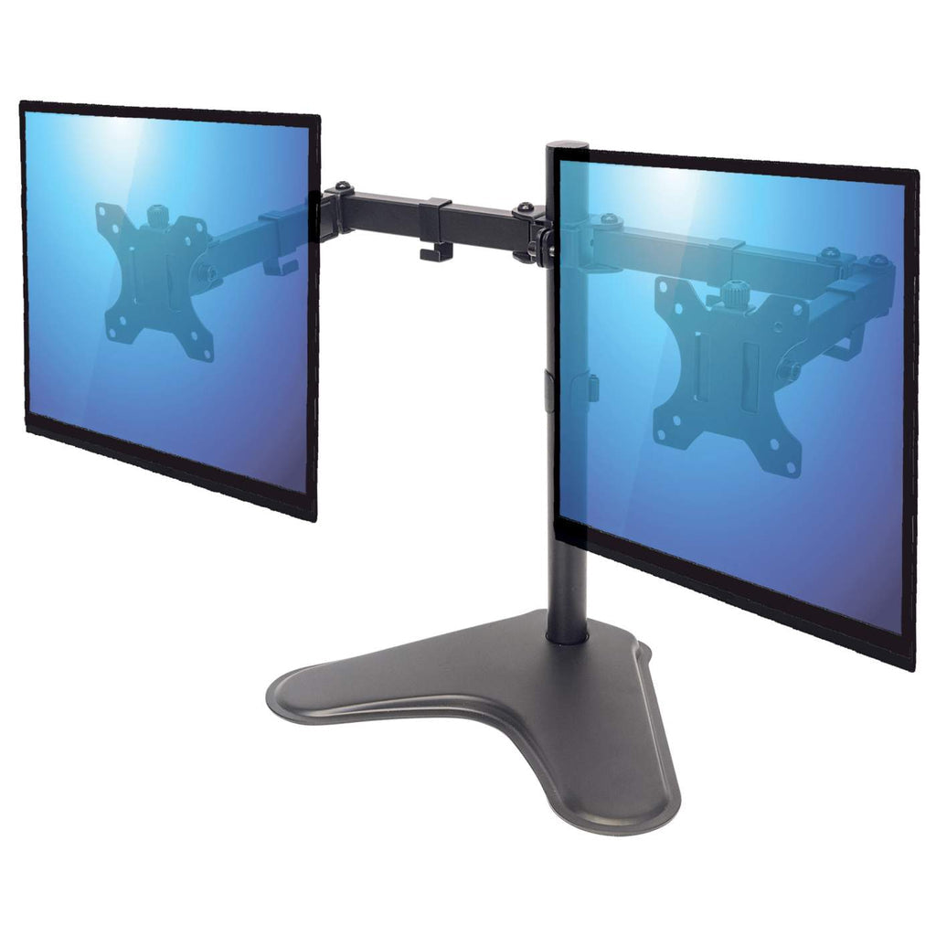 Manhattan Dual Desk Mount for TV & Monitors (Full Motion), Stand Assembly, For screens: 10-27", VESA compatibility: 75x75 and 100x100mm - check the dimensions of the four mounting holes on back of screen to ensure it fits, Max 8kg (each), Black...