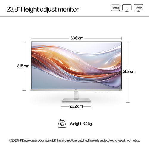 HP Series 5 23.8 inch FHD Height Adjust Monitor - 524sh