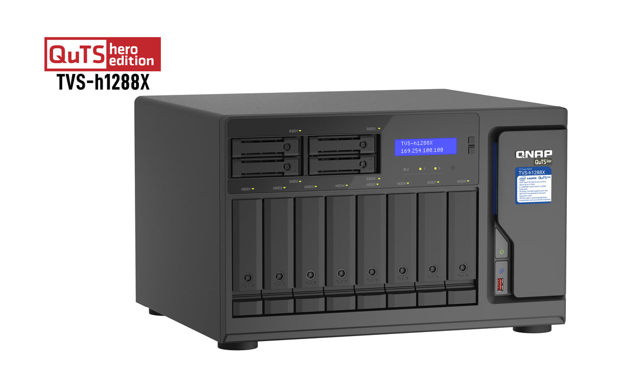 QNAP TVS-h1288X NAS Tower Intel® Xeon® W-1250 16 GB DDR4 0 TB QuTS hero Black
