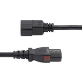 StarTech.com 10ft (3m) Power Extension Cord, PDU Style C14 to Locking C13, PDU Power Cord, 10A 250V, 18AWG, Power Extension Cable, TAA Compliant, UL Listed
