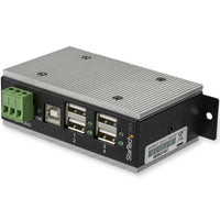 StarTech.com 4-Port USB 2.0 Hub - Metal Industrial USB-A Hub with ESD & 350W Surge Protection - Extended Operating Temp -40 to 185°F - Din Rail/Wall/Desk Mountable - USB Expander Hub - TAA