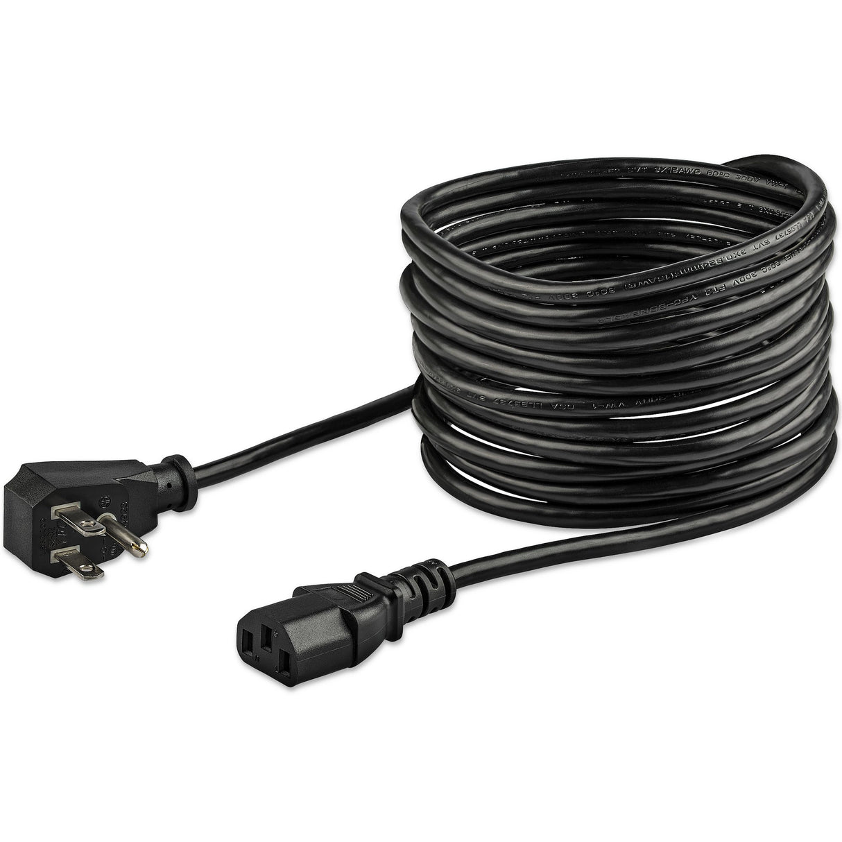 StarTech.com 15ft (4.5m) Computer Power Cord, Flat NEMA 5-15P to C13, 10A 125V, 18AWG, Black Replacement AC Power Cord, Printer Power Cord, PC Power Supply Cable, Monitor Power Cable - UL Listed