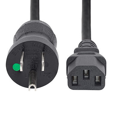 StarTech.com 10ft (3m) Hospital Grade Power Cord, 18AWG, NEMA 5-15P to C13, 10A 125V, Green Dot Medical Power Cable, PC Power Supply Power Cable, Printer / Monitor Power Cable - UL Listed