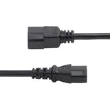 StarTech.com 1ft (30cm) Power Extension Cord, C14 to C13 PDU Power Cord, 10A 250V, 18AWG, Black Extension Cable, AC Power Cable for PDU/Power Supply, TAA Compliant, UL Listed
