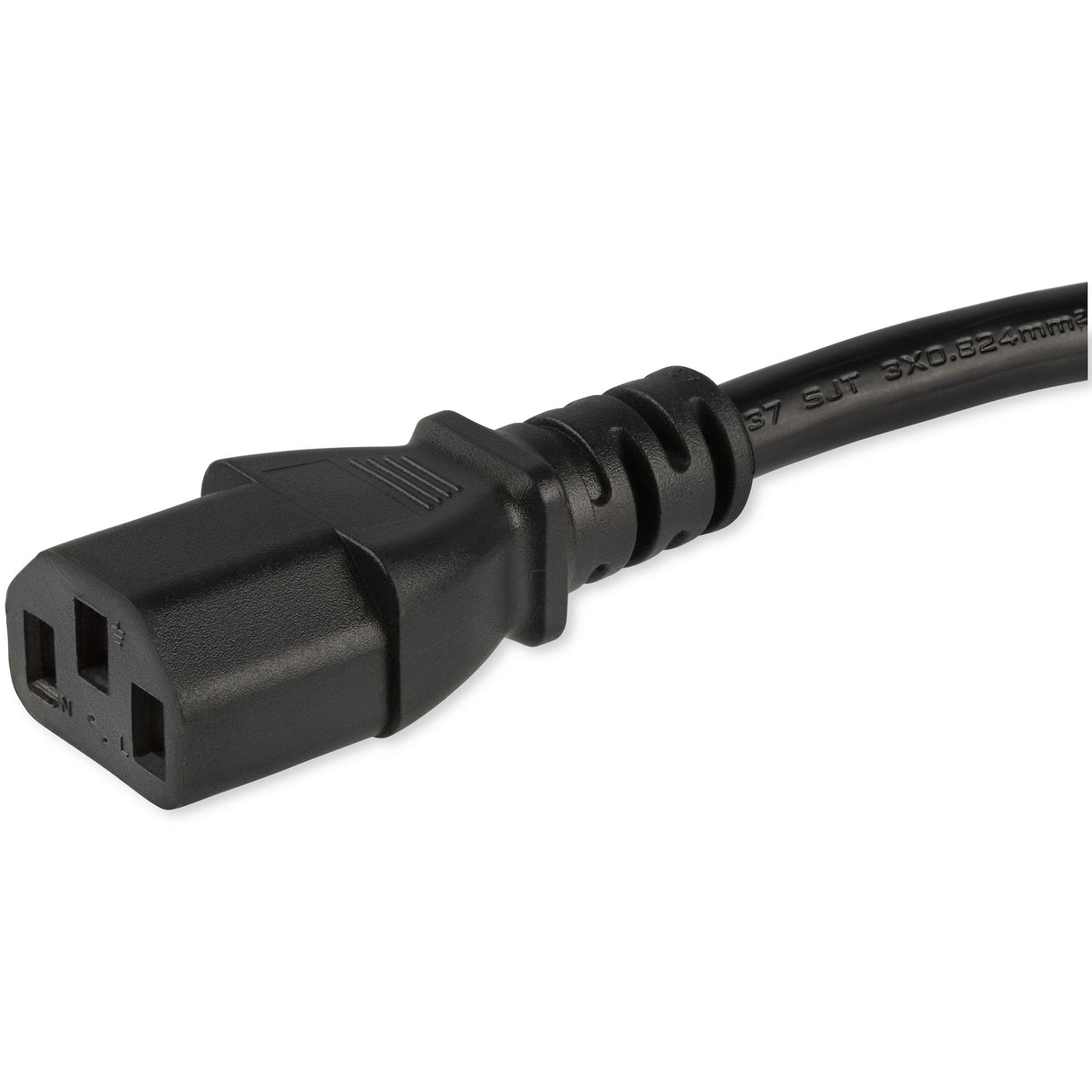 StarTech.com 10ft (3m) Computer Power Cord, Right Angle NEMA 5-15P to C13, 10A 125V, 18AWG, Black Replacement AC Power Cord, Printer Power Cord, PC Power Supply Cable, Monitor Power Cable - UL Listed