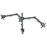 Manhattan Triple Desk Mount for TV & Monitors, For screens: 10" to 27", Clamp Assembly, VESA compatibility: 75x75 and 100x100mm - check the dimensions of the four mounting holes on back of screen to ensure it fits, Max 7kg (each), Black, Bracket...