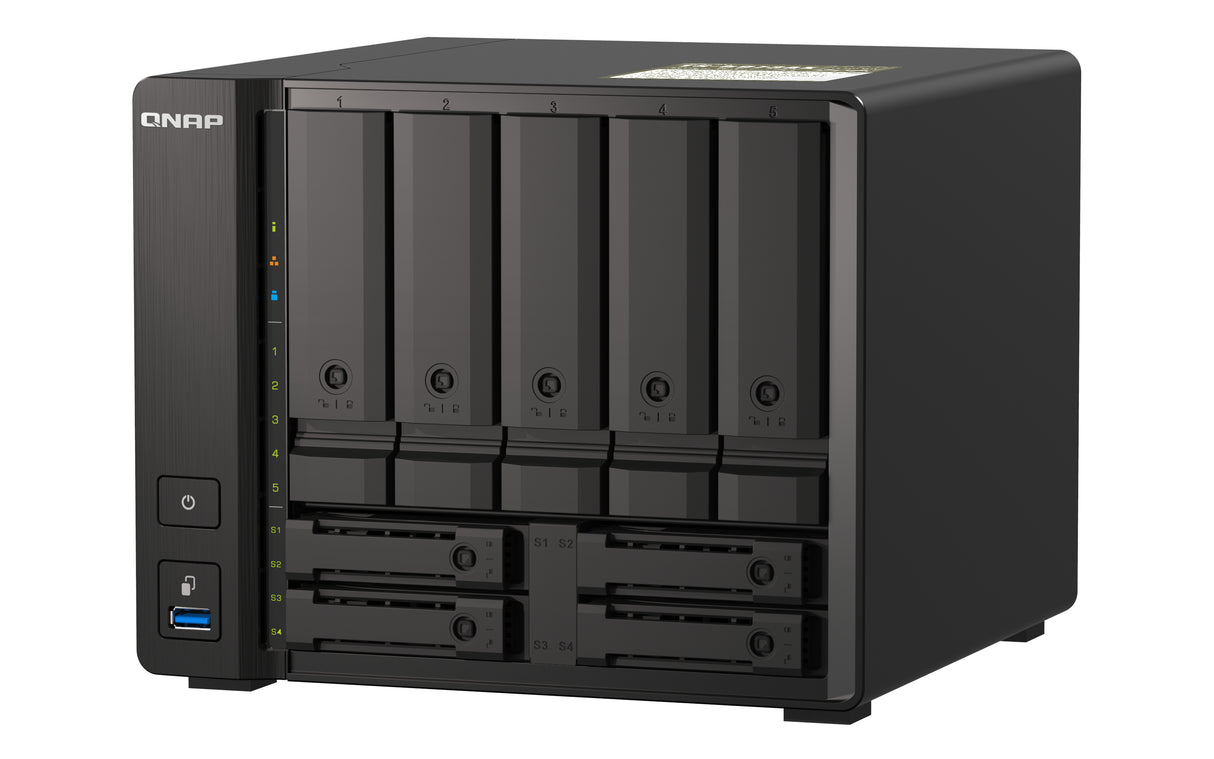 QNAP TS-H973AX NAS Tower Ryzen Embedded V1500B 8 GB DDR4 0 TB QuTS hero Black