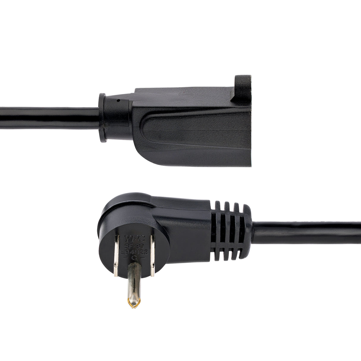 StarTech.com 1ft (30cm) Power Extension Cord, Right Angle NEMA 5-15P to NEMA 5-15R, 13A 125V, 16AWG, Black Computer Power Extension Cord, AC Outlet Extension Cable, UL Listed