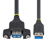 StarTech.com 2m Panel Mount USB Cable A to A, M/F, USB-A Male to Female Extension Cable, USB 5Gbps Panel Mount Adapter Cable