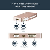 StarTech.com USB C Multiport Video Adapter with HDMI, VGA, Mini DisplayPort or DVI - USB Type C Monitor Adapter to HDMI 1.4 or mDP 1.2 (4K) - VGA or DVI (1080p) - Rose Gold Aluminum