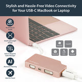 StarTech.com USB C Multiport Video Adapter with HDMI, VGA, Mini DisplayPort or DVI - USB Type C Monitor Adapter to HDMI 1.4 or mDP 1.2 (4K) - VGA or DVI (1080p) - Rose Gold Aluminum