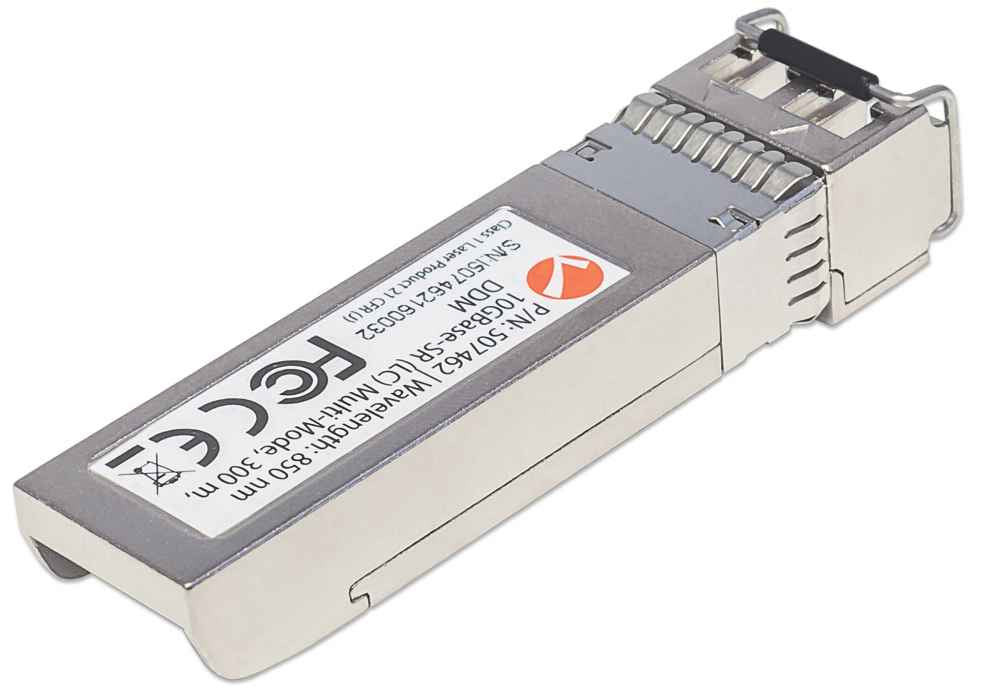 Intellinet Transceiver Module Optical, 10 Gigabit Fiber SFP+, 10GBase-SR (LC) Multi-Mode Port, 300m, Wavelength 850nm, MSA Compliant, Equivalent to Cisco SFP-10G-SR, Ethernet, Fibre, Three Year Warranty